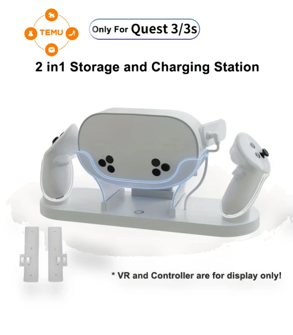 Dual-slot VR Charging Dock for Headset & Controller with LED Indicator — VR Headsets