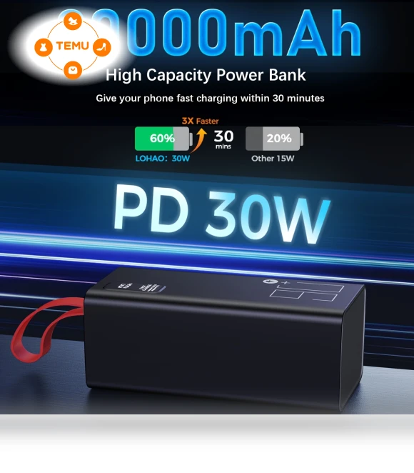 90000mAh Extra High Capacity Power Bank with Fast Charging — Mobile Power Solutions