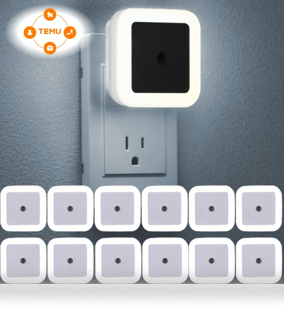 12-LED Night Light with Light Sensor, Energy Saving Plug-in for Home — Night Lights