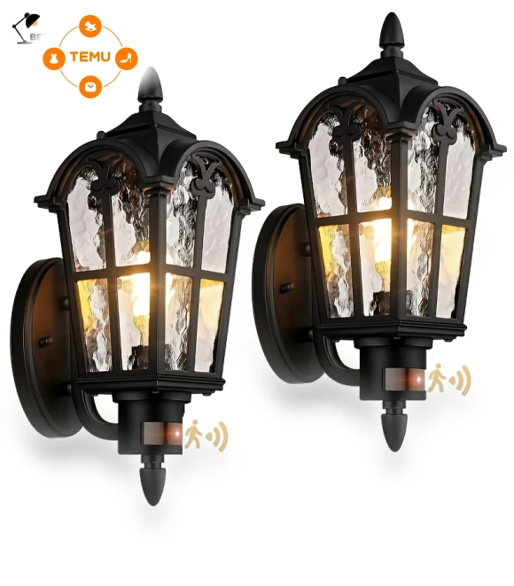Motion Sensor Outdoor Wall Lights, 2-Pack Dusk to Dawn Porch Lights — Outdoor Security & Flood Lighting, Beslowe
