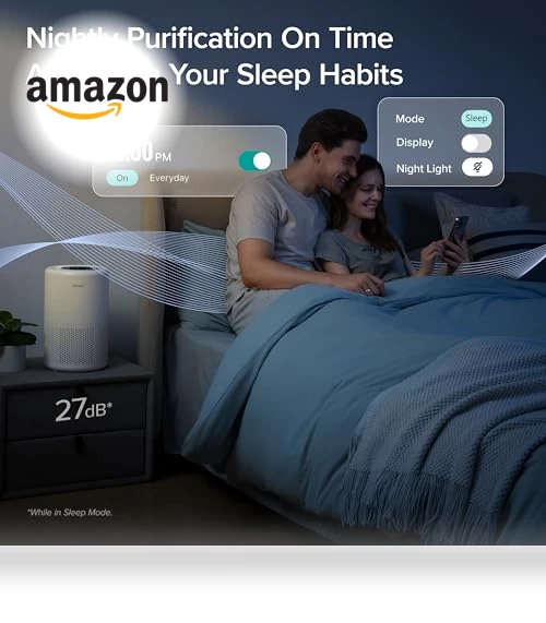 Smart WiFi Air Purifier for Home Bedroom, HEPA Sleep Mode, 916 ft² Coverage — Electrostatic Air Purifiers, LEVOIT