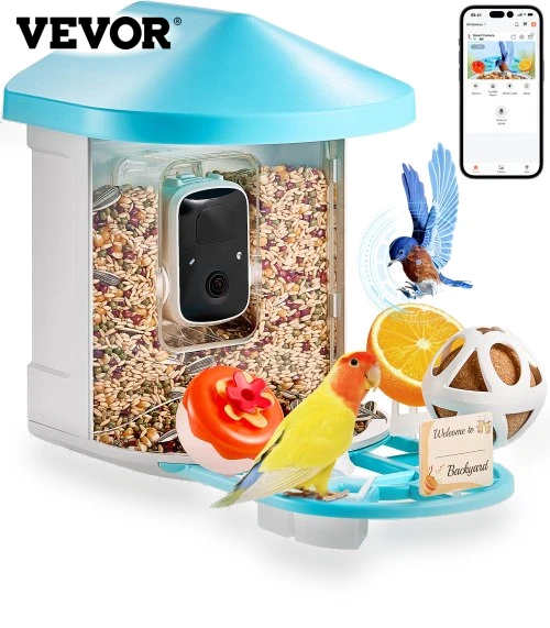 Smart Bird Feeder with Camera 2K HD AI Identify Bird Species — Backyard Birding, VEVOR