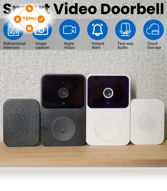 Sleek White Smart Doorbell Camera with HD Video & Night Vision — Smart Home Security