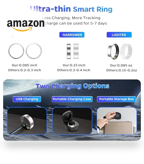 Ultra-Thin Smart Ring Health Tracker with Heart Rate and Sleep Monitoring — Smart Rings, Yuehetian