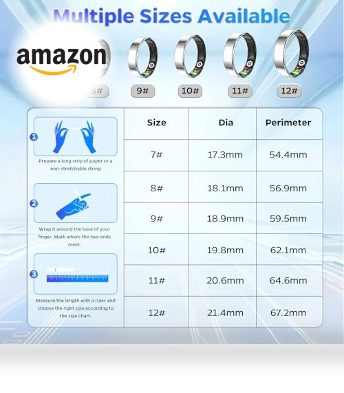 Ultra-Thin Smart Ring Health Tracker with Heart Rate and Sleep Monitoring — Smart Rings, Yuehetian