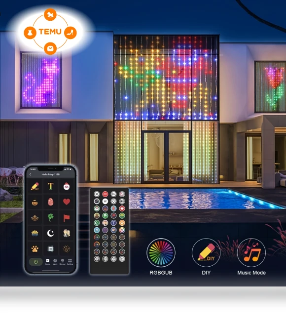 Smart RGB Curtain Lights, 400 LED Color Changing Wall Lights — LED Strips
