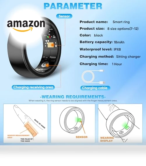 Smart Ring with Sleep and Step Tracker, IP68 Waterproof — Smart Rings, SSPATIOS