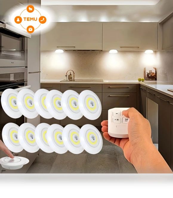 Smart Wireless LED Under-Cabinet Lights - 12pcs/6pcs COB Night Light with Remote — Under-Cabinet Lights