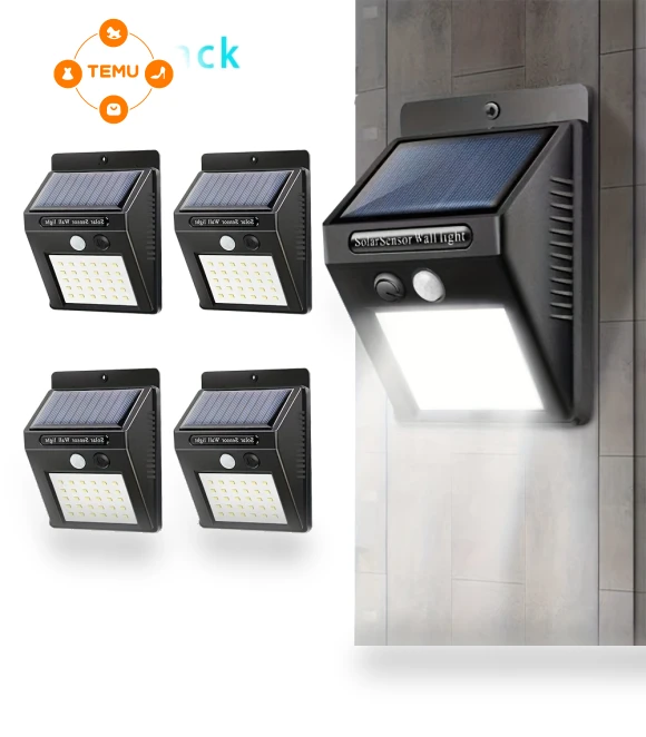 Solar Motion Sensor Wall Lights - 30 LED, Dustproof — Outdoor Security & Flood Lighting