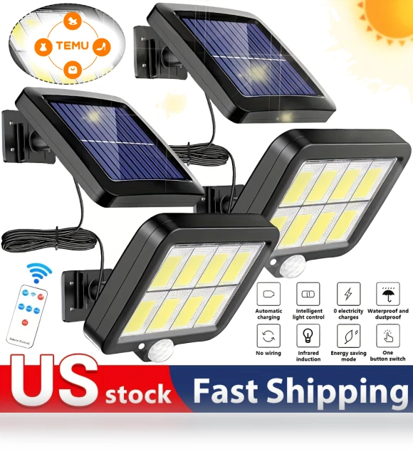 Solar-powered Outdoor Lamp with Motion Sensor - Matte Metal, 3 Lighting Modes, Remote Control — Outdoor Security & Flood Lighting, 160cob