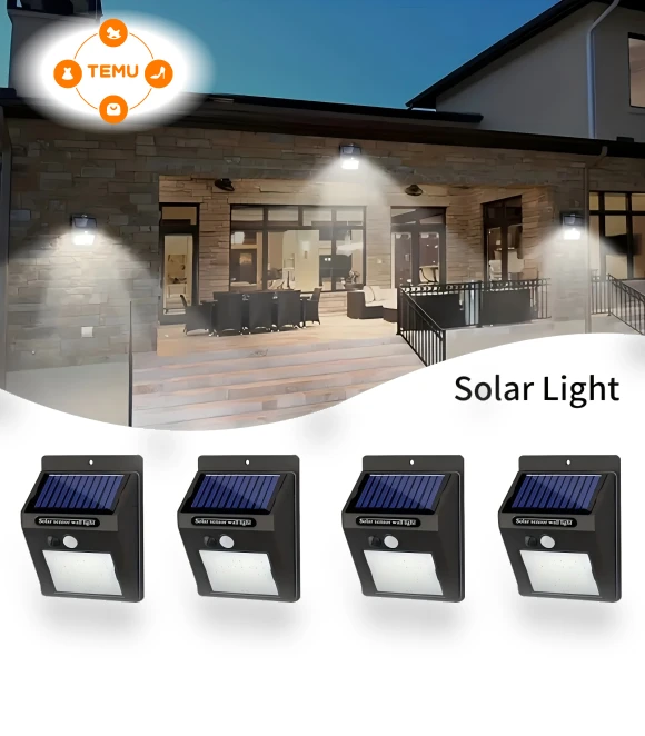 Solar Wall Lights With Motion Sensor, 4-pack — Outdoor Wall Lighting