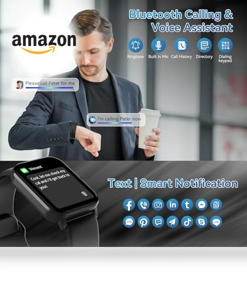 1.85" HD Smartwatch with Bluetooth Calls, Fitness Tracker — Smartwatches, Jacoosa