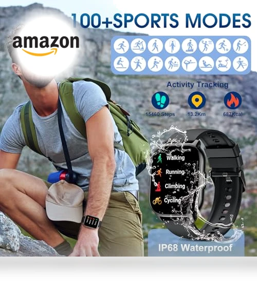 2.1" Smart Watch with Heart Rate Monitor, 120+ Sport Modes, IP68 Waterproof — Smartwatches, BP Doctor