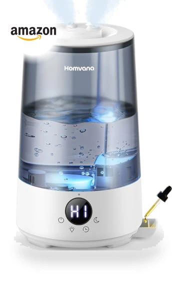 3.6 L Cool Mist Humidifier with Oil Diffuser and 7 Color Light — Air Moisturizers, Homvana