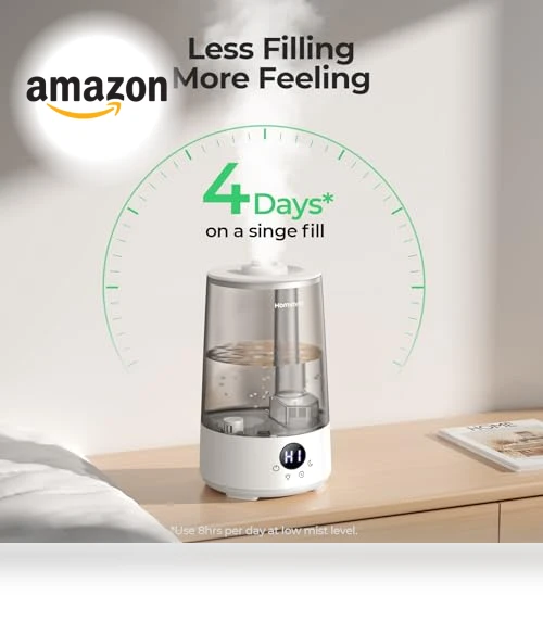 3.6 L Cool Mist Humidifier with Oil Diffuser and 7 Color Light — Air Moisturizers, Homvana