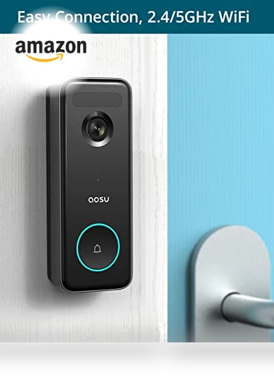Wireless Doorbell Camera 5MP Ultra HD, No Monthly Fee, Works with Alexa & Google Assistant — Smart Home Security, AOSU