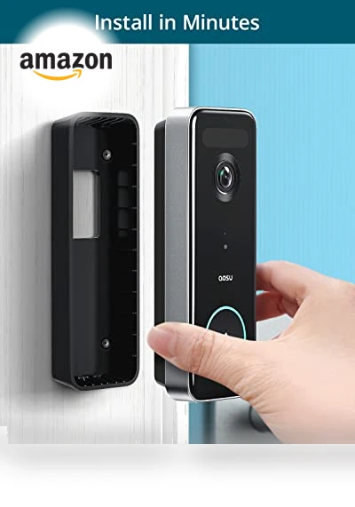 Wireless Doorbell Camera 5MP Ultra HD, No Monthly Fee, Works with Alexa & Google Assistant — Smart Home Security, AOSU