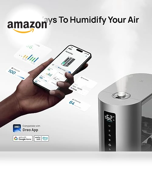 6L Smart Humidifier with Warm & Cool Mist for Large Rooms — Air Moisturizers, Dreo