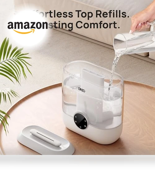 6L Top Fill Humidifier for Large Room, 60H Runtime, Ultra-Quiet Cool Mist — Air Moisturizers, Dreo