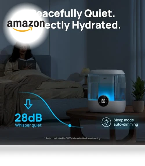 6L Top Fill Humidifier for Large Room, 60H Runtime, Ultra-Quiet Cool Mist — Air Moisturizers, Dreo