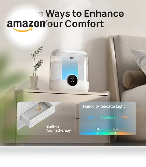 6L Top Fill Humidifier for Large Room, 60H Runtime, Ultra-Quiet Cool Mist — Air Moisturizers, Dreo