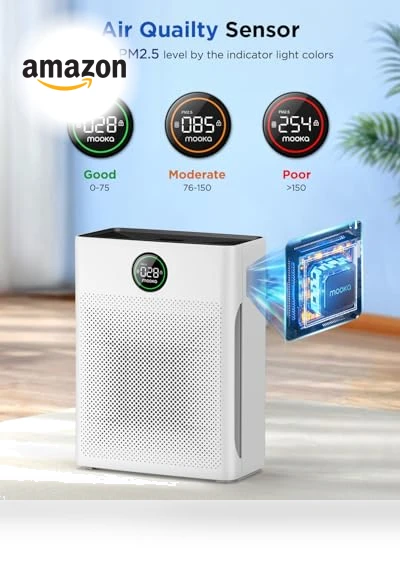 Large Room Air Purifier with Washable Filter and PM 2.5 Display — Electrostatic Air Purifiers, Mooka