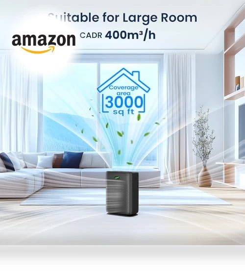 Large Room HEPA Air Purifier with PM 2.5 Display — Electrostatic Air Purifiers, AMEIFU