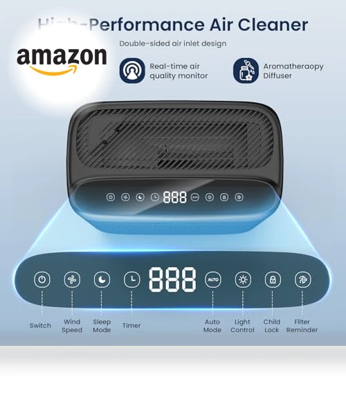 Large Room HEPA Air Purifier with PM 2.5 Display — Electrostatic Air Purifiers, AMEIFU
