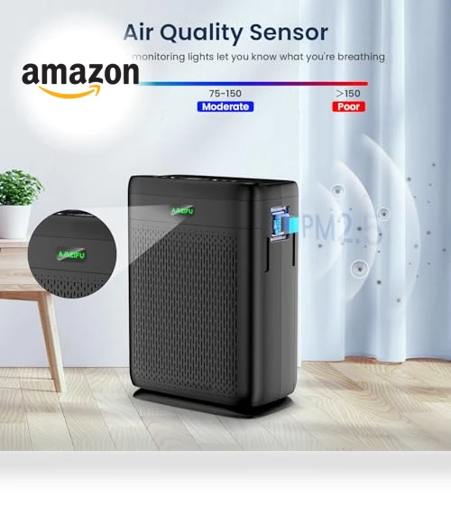 Large Room HEPA Air Purifier with PM 2.5 Display — Electrostatic Air Purifiers, AMEIFU
