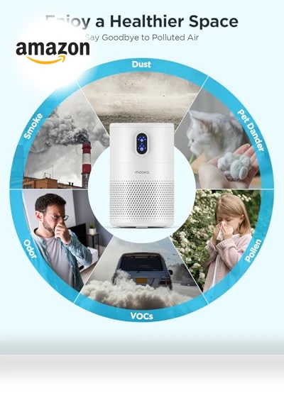 H13 True HEPA Air Purifier for Large Rooms up to 1076 ft² — Electrostatic Air Purifiers, Mooka