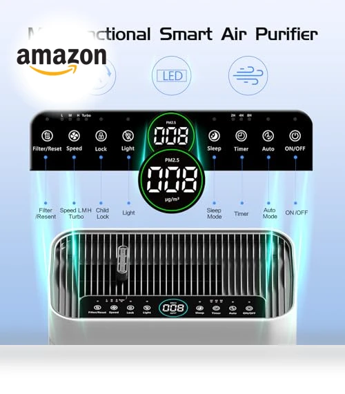 Large Room Air Purifier with H13 HEPA Filter and PM 2.5 Sensor — Electrostatic Air Purifiers, TERAIR