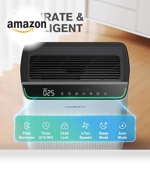 Smart Air Purifier for Large Rooms up to 1690 ft² with HEPA Filter — Electrostatic Air Purifiers, MORENTO