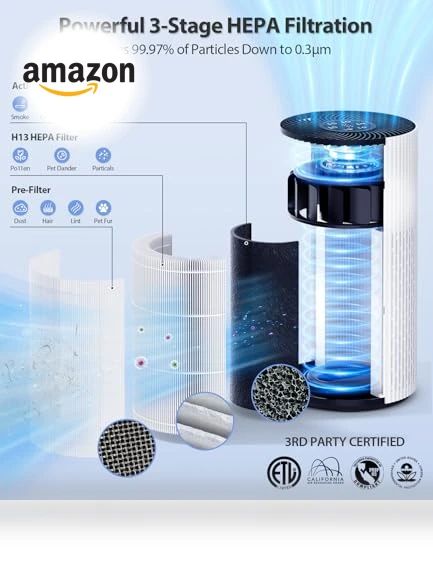 Large Room Air Purifier with HEPA Filter and Sleep Mode — Electrostatic Air Purifiers, ECOSELF