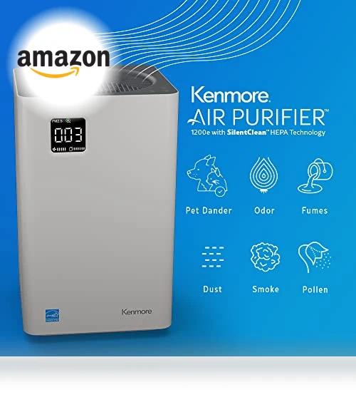Air Purifier with H13 True HEPA Filter, Covers Up to 1200 Sq.Foot, 24db SilentClean 3-Stage HEPA Filtration System — Air Ionizers, Kenmore