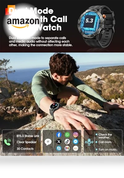 Military Smart Watch with Bluetooth Call, Fitness Tracker — Smartwatches, DEKELIFE