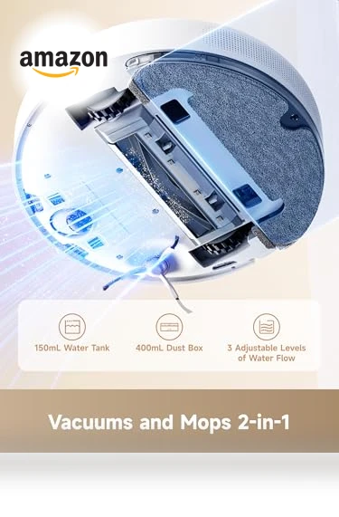 Robot Vacuum and Mop with Self-Emptying Base, 6000 Pa Suction, LiDAR Navigation — Smart Cleaning Robots, Dreame
