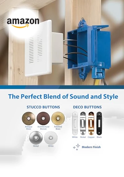 Electric Doorbell Kit with Selectable Ring Chimes — Push Buttons, NICOR Lighting