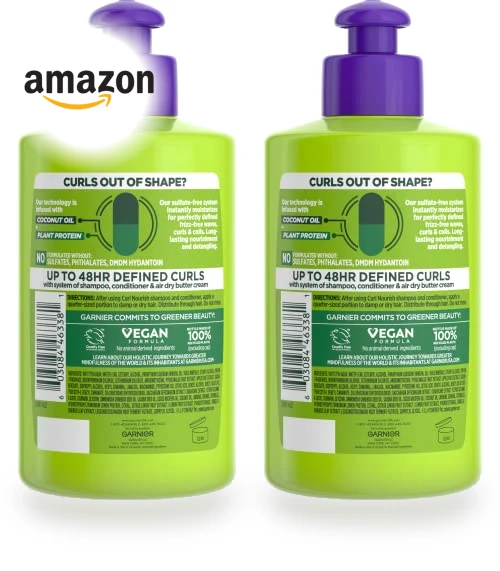 Curl Nourish Air Dry Cream, Sulfate Free Defining Butter Leave-in Conditioner — Hair Nourishing Oils, Garnier