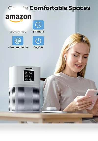 HEPA Air Purifier for Large Room up to 600 sq.ft with Fragrance Sponge — Electrostatic Air Purifiers, VEWIOR