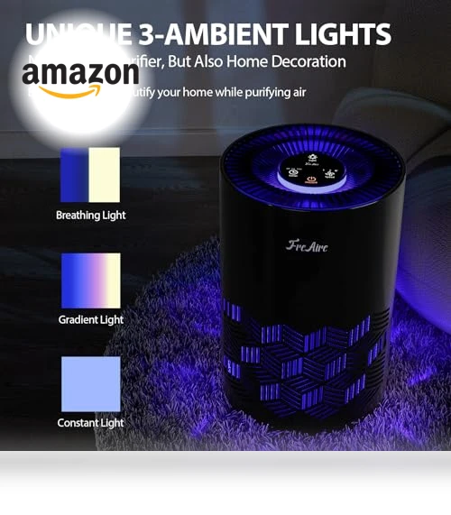 HEPA Air Purifier with RGB Lights for Bedroom — Electrostatic Air Purifiers, FreAire