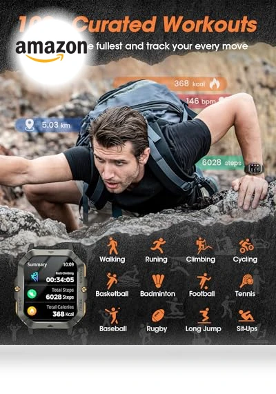 Military Smart Watch with Call Function, Fitness Tracker for Men — Smartwatches, DEKELIFE
