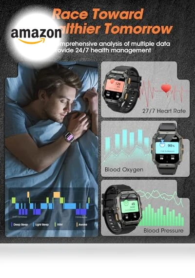 Military Smart Watch with Call Function, Fitness Tracker for Men — Smartwatches, DEKELIFE
