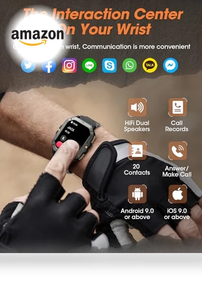 Military Smart Watch with Call Function, Fitness Tracker for Men — Smartwatches, DEKELIFE