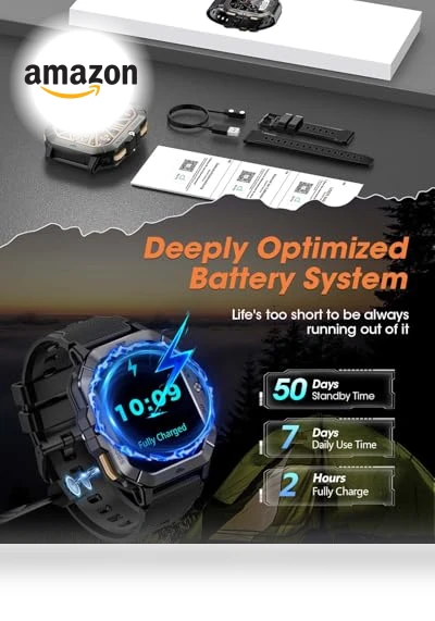 Military Smart Watch with Call Function, Fitness Tracker for Men — Smartwatches, DEKELIFE