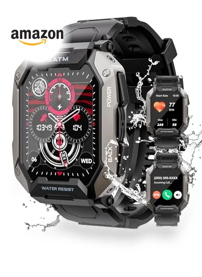 Military Smart Watch with Bluetooth Calls, 100+ Sport Modes, IP68 Waterproof — Smartwatches, Rumatas