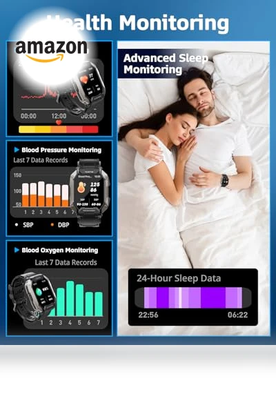 Military Smart Watch with Bluetooth Calls, 100+ Sport Modes, IP68 Waterproof — Smartwatches, Rumatas