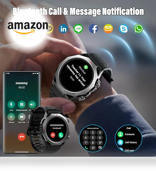 Military Smart Watch with Call Function, 1.39" HD Display, 110+ Sport Modes, IP68 Waterproof — Smartwatches, Atheewon