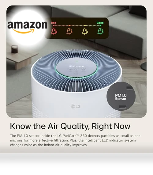 360 Air Purifier with NanoFiber True HEPA Filter, WiFi, Air Quality Monitor — Electrostatic Air Purifiers, LG