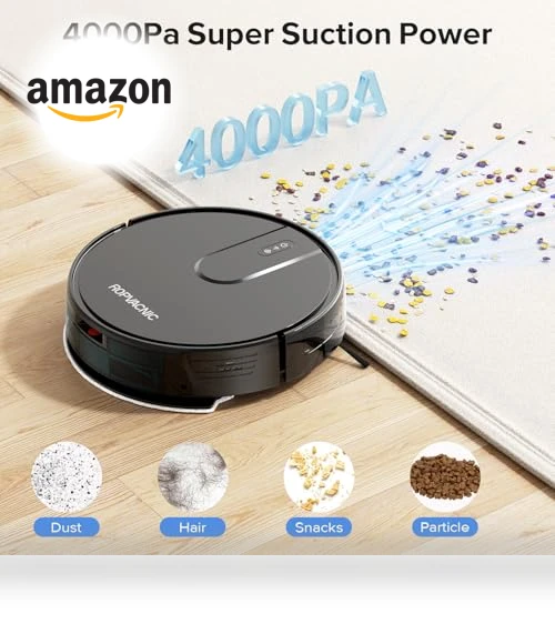 Robot Vacuum and Mop Combo with 4000Pa Suction, Self-Charging, Advanced Obstacle Avoidance — Smart Cleaning Robots, ROPVACNIC