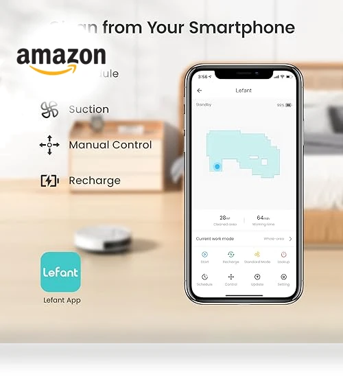 Robot Vacuum Cleaner with Strong Suction, Wi-Fi/App/Alexa Control — Smart Cleaning Robots, Lefant